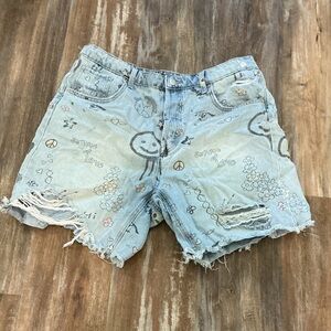 Wild Fable Light Blue Graphic Jean Shorts